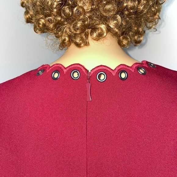 Kate Spade Burgundy Shift Dress – Scalloped Detail, Size 2 (Fits Small) - Picture 8 of 13
